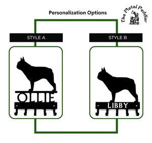 French Bulldog Personalized Key and Leash Holder - 5 Hooks