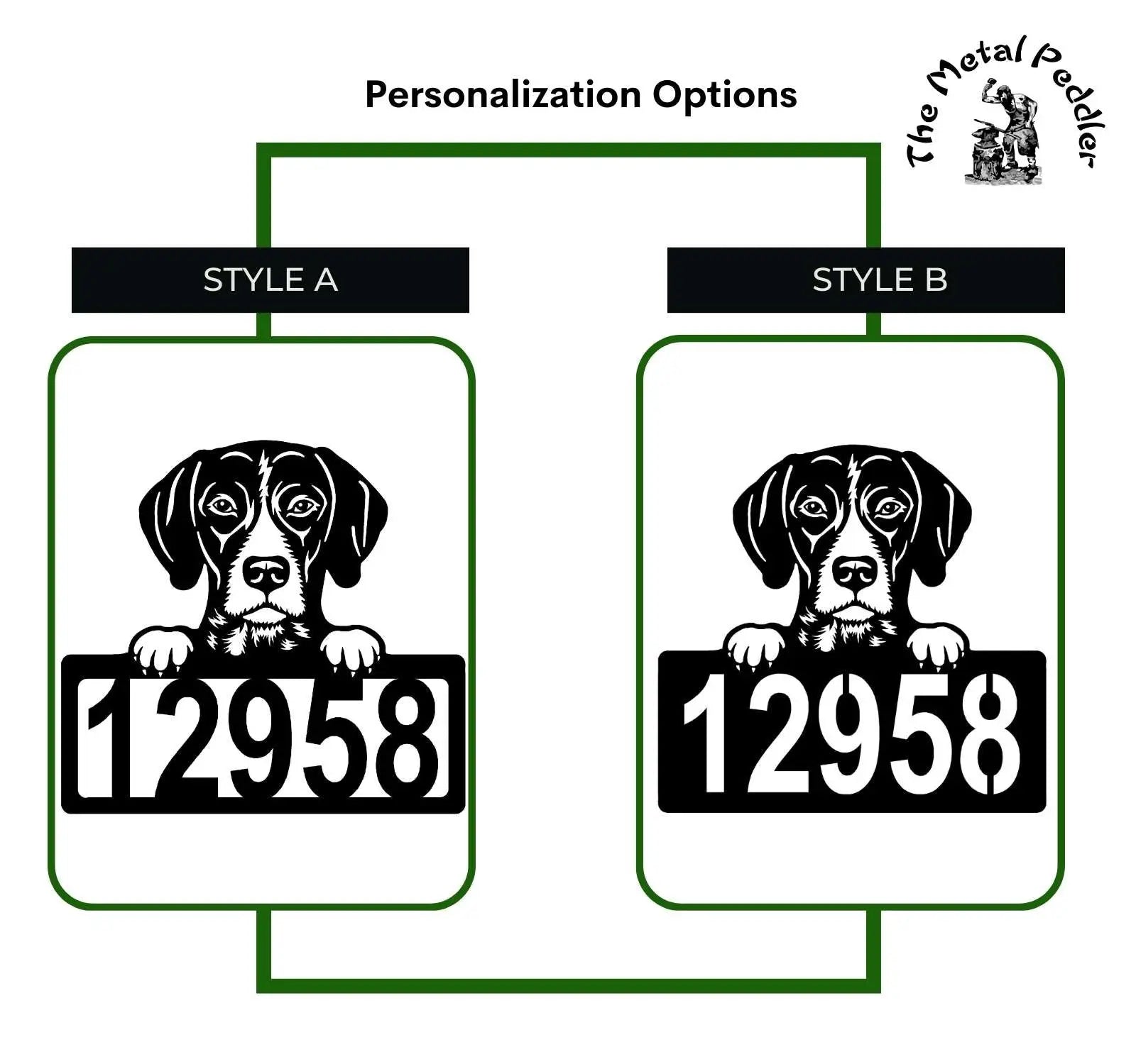 GSP Address Sign - Detailed Dog Design with Custom House Numbers