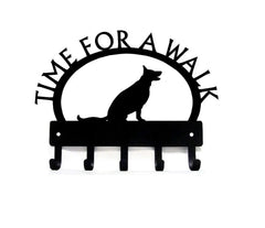 German Shepherd (Sitting) TIME FOR A WALK Dog Key Rack & Leash Holder