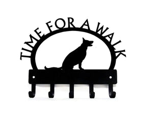 German Shepherd (Sitting) TIME FOR A WALK Dog Key Rack & Leash Holder