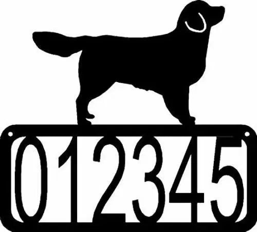 Golden Retriever Dog House Address Sign
