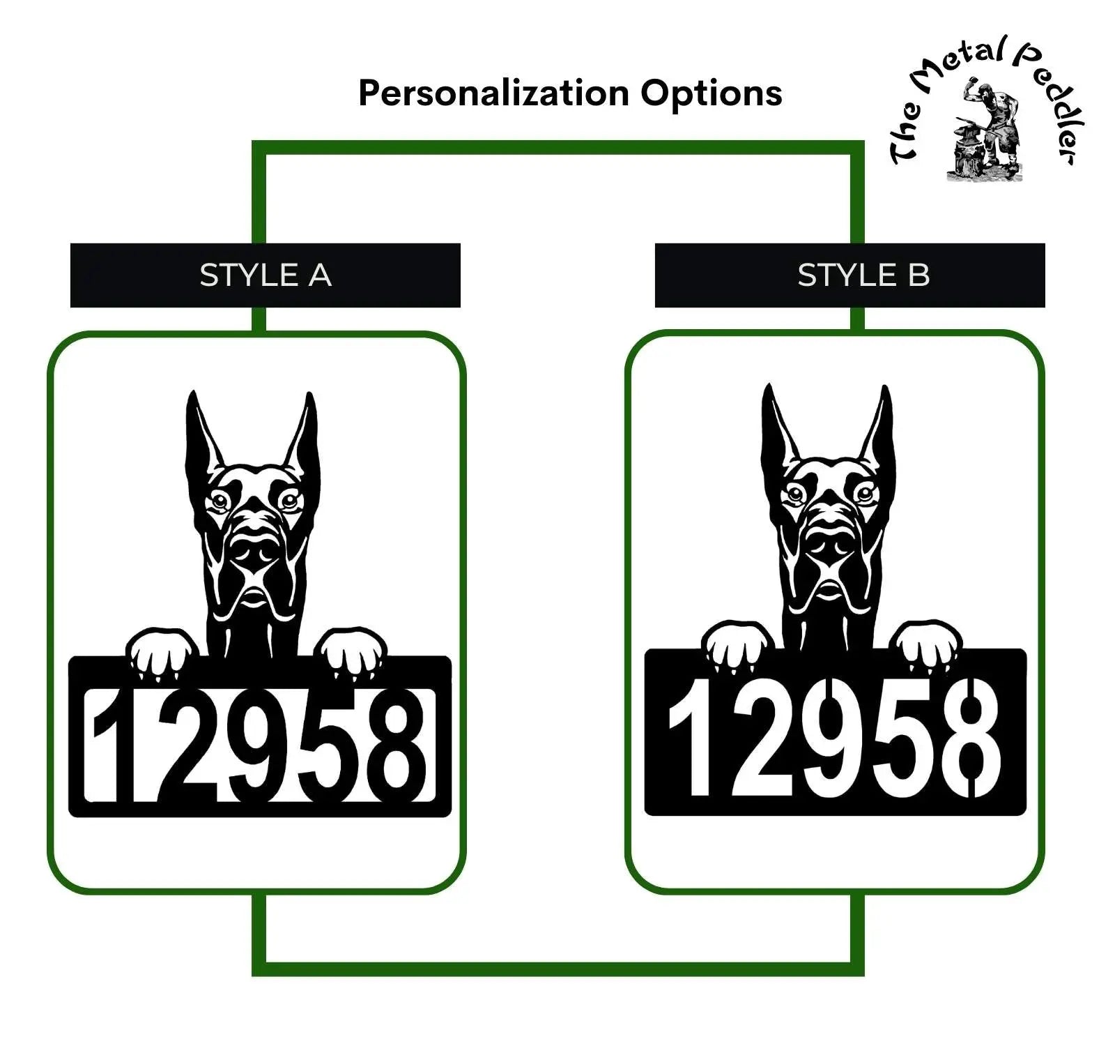 Great Dane Address Sign - Detailed Dog Design with Custom House Numbers