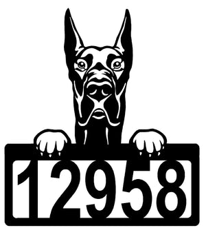 Great Dane Address Sign - Detailed Dog Design with Custom House Numbers