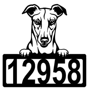 Greyhound Address Sign - Detailed Dog Design with Custom House Numbers