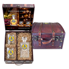 Appalachian State University Heritage Decanter and 2 Glasses with Chest Box