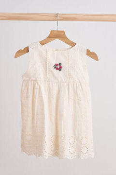 White hand embroidery lace dress