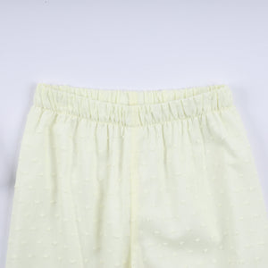 Mustard character hand smocked ruffle pants set