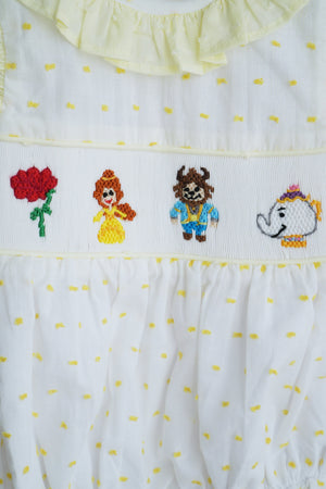 Mustard character hand smocked ruffle bubble
