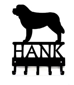Saint Bernard Dog Key Holder Leash Hanger with Personalized Name