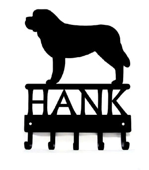 Saint Bernard Dog Key Holder Leash Hanger with Personalized Name