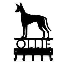 Ibizan Hound Dog key rack/ leash hanger with custom name
