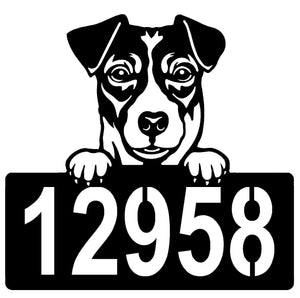 Jack Russell #1 Address Sign - Detailed Dog Design with Custom House Numbers