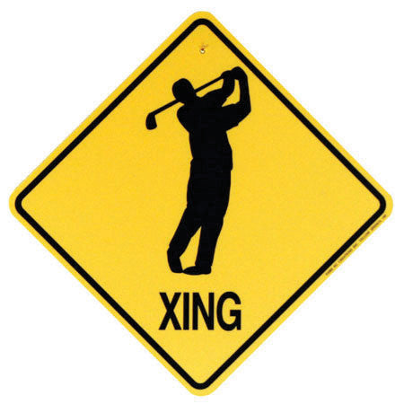 Yellow Xing Crossing Sign - Golfer (2152)