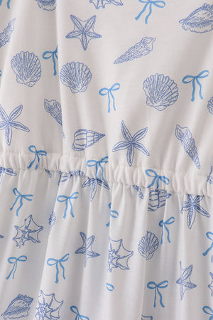 Blue seashell bow mom&me dress