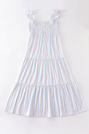 Crab french knot stripe smocked dress