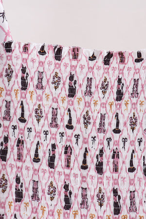 Pink Cat Print Mom Dress