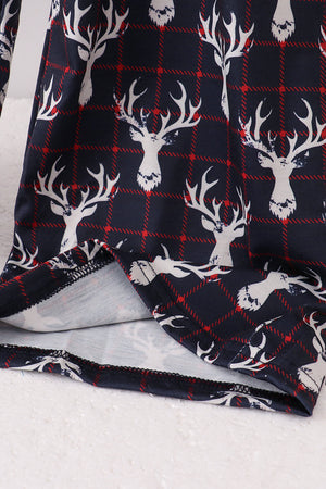 Navy deer print mom pajamas pants