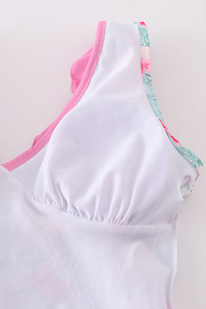 Blushing rose garden print mom swimsuit