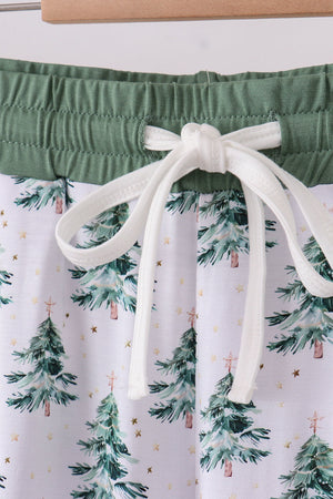 Green christmas tree bamboo mom pants