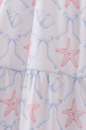 Blue starfish shell tiered women dress