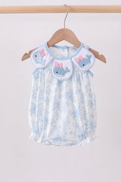 Blue Whale Embroidered Bubble