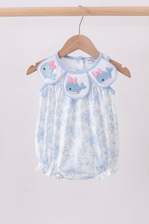 Blue Whale Embroidered Bubble
