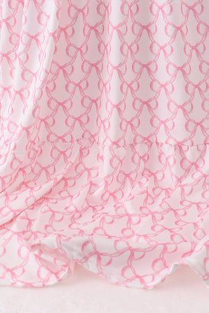 Pink bow ruffle tiered dress
