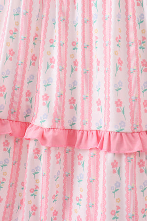 Blush floral smocked tiered dress