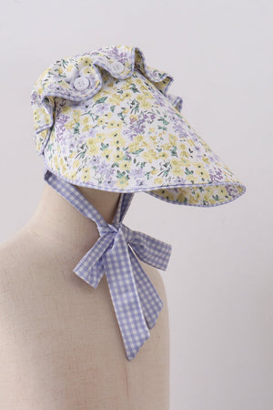 Golden meadow floral ruffle bow bonnet