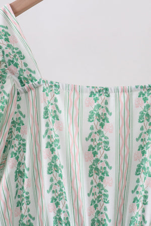 Green floral stripe dress (length 41.33in)