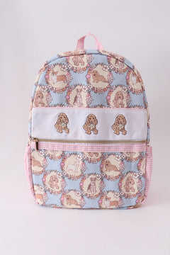 Pink puppy embroidery backpack