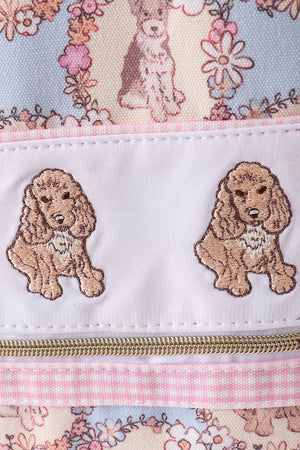 Pink puppy embroidery backpack
