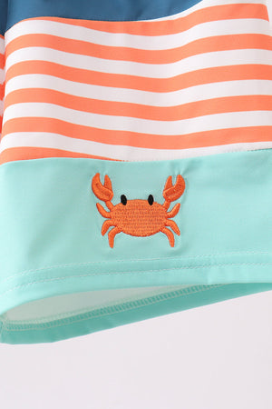 Crab embroidery swim trunks