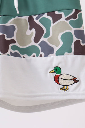 Camouflage duck embroidery swim trunks