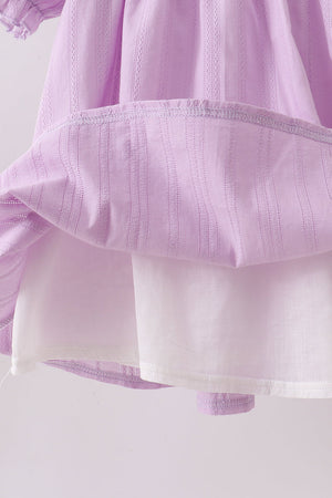 Lavender Smocked Embroidered Bow Jacquard Dress