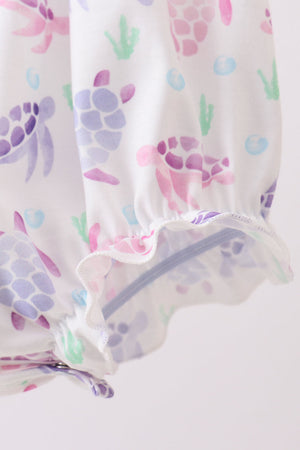 Purple Sea Turtle Smocked Bubble