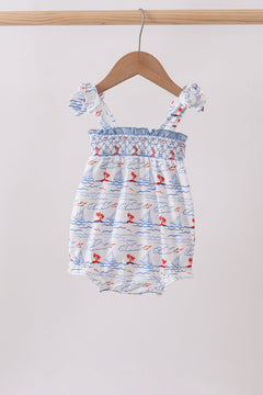 Blue Sailboat Smocked Bubble