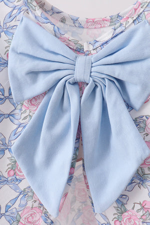 Blue Floral Bow Bloomer Set