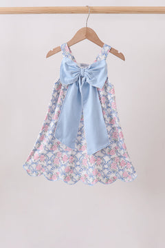 Blue Floral Bow Dress