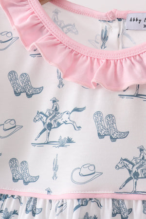 Pink Cowboy Ruffle Set