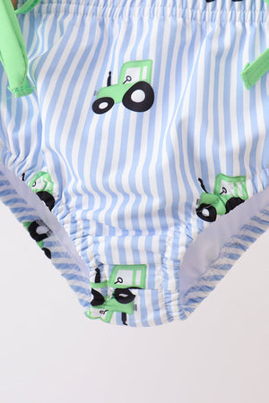 Blue Tractor Stripe UPF Swim Set