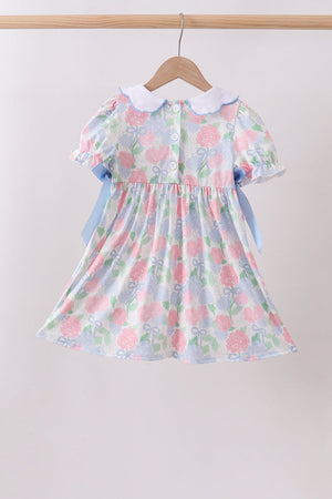 Blue Hydrangea Smocked Pearl Dress