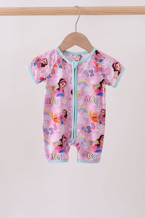 Pink Character Bamboo Romper