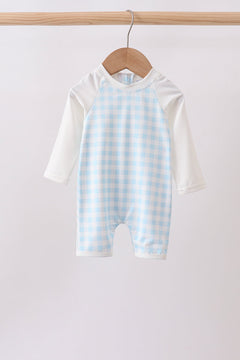 Blue Plaid UPF Swim One-Piece