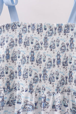 Blue Beach Smocked Women Dress