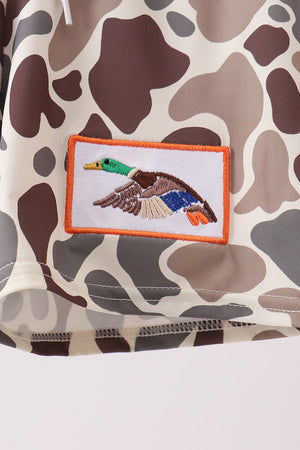 Camo Mallard Embroidered UPF Swim Trunks