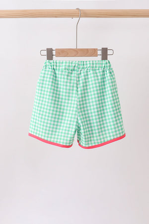 Red Watermelon Embroidered UPF Swim Trunks