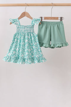 Sage Floral Smocked Set