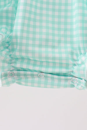 Mint Puppy Plaid Embroidered Bubble