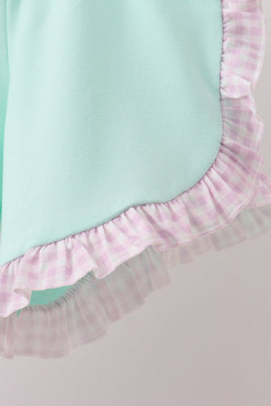 Purple Ice Cream Plaid Embroidered Set